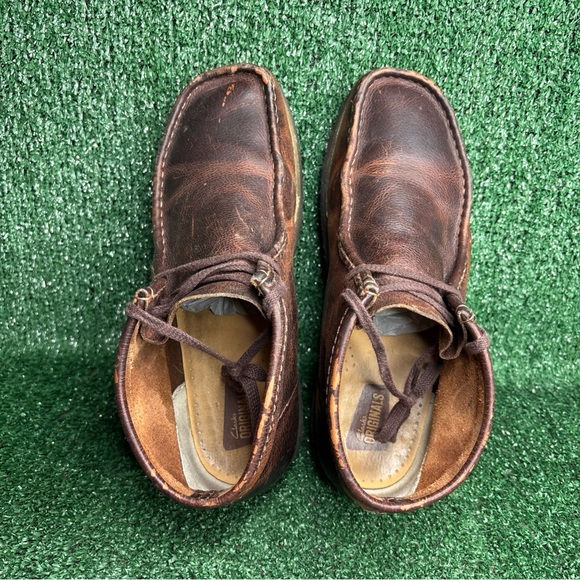 Clarks Wallabee Dark Brown Distressed Leather‎ Moccasin Loafer Shoe Men Size 10